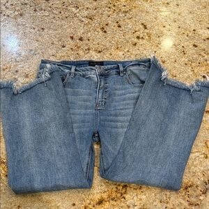 RISEN Frayed Hem Blue Cropped Jeans SIZE 15/32
